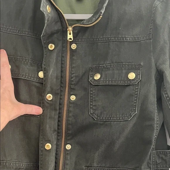 J. Crew Dark Green Utility Jacket with Gold Buttons - Picture 2 of 4